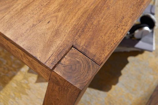 salontafel massief hout Sheesham 110cm breed salontafel ontwerp donkerbruin landelijke stijl tafel