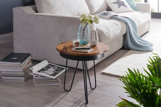 Bijzettafel Sheesham- 43cm x45cm Industrieel