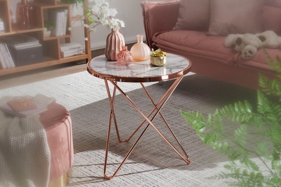 Sky Style Marmer Copper Bijzettafel White