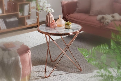 Sky Style Marmer Copper Bijzettafel White