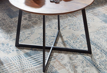 salontafel 60x60x45 cm massief sheeshamhout / metalen salontafel rond | Design salontafel salontafel massief | Kleine tafel bijzettafel woonkamer modern
