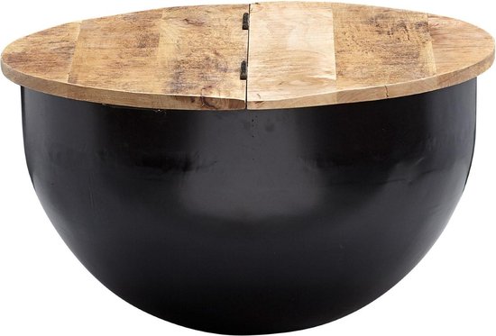 salontafel metaal 60x34x60 cm industriÃ«le stijl rond | Design salontafel met opbergruimte | Moderne salontafel salontafel zwart