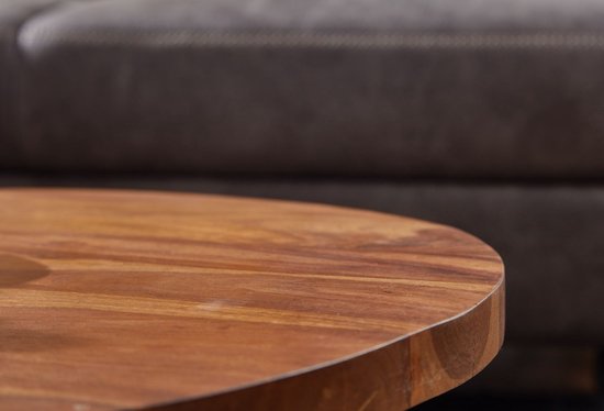 salontafel 60x60x35 cm massief sheeshamhout / metalen salontafel rond | Design salontafel salontafel massief | Kleine tafel bijzettafel woonkamer modern