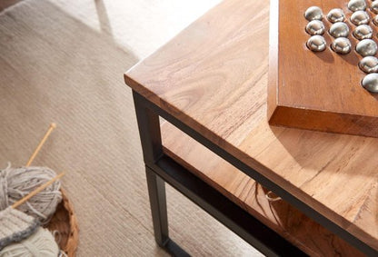 salontafel 100x60x45 cm massief houten metalen salontafel salontafel acacia | IndustriÃ«le kamertafel met opbergruimte | Houten tafel, salontafel, massief