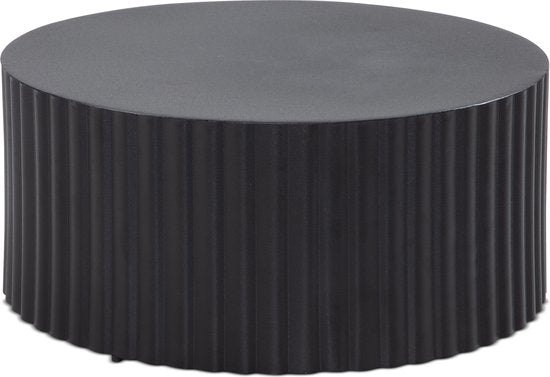 coffee table 67x67x31 cm metal black coffee table round | Design living room table with wave motif | Coffee table iron in slatted look | Small table side table living room modern