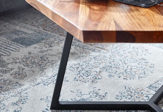 salontafel 60x60x35 cm massief sheeshamhout / metalen salontafel modern | Design salontafel zeshoekig | Kleine tafel bijzettafel woonkamer massief