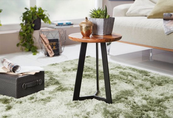 Bijzettafel Sheesham Hout Metalen Industriële bijzettafel