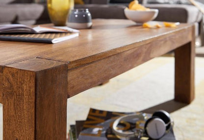 salontafel massief hout Sheesham 110cm breed salontafel ontwerp donkerbruin landelijke stijl tafel