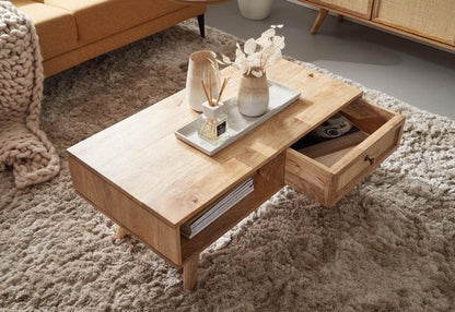 salontafel 90x40x45 cm Mango massief houten salontafel rechthoekig | Houten tafel met opbergruimte | Salontafel met lade | Tafel woonkamer solide