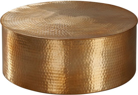 bijzettafel RAHI 75x31x75 cm aluminium bijzettafel gold oriental round | Plat gehamerd koffietafeltje metaal Design Salontafel Modern | Salontafel Indian Stubentisch Klein