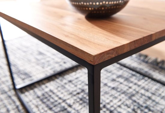 salontafel 60x60x41 cm massief houten metalen salontafel salontafel acacia | IndustriÃ«le kamertafel | Houten tafel, salontafel, massief | Tafel woonkamer