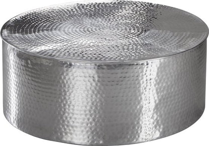 bijzettafel RAHI 75x31x75 cm aluminium bijzettafel zilver oosters rond | Plat gehamerd koffietafeltje metaal Design Salontafel Modern | Salontafel Indian Stubentisch Klein