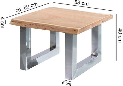 Salontafel ASURA 58 x 40 x 60 cm Acacia massief houten metalen frame Bruin | Boomstam woonkamer tafel massief hout klein | Boomrand met zitbank Landhuis met houten tafel | Tafel Woonkamer Stubentisch