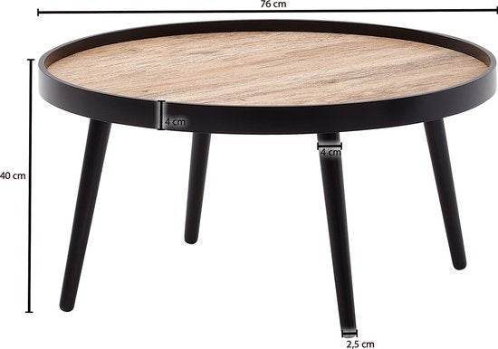 round coffee table 76x76x40 cm black brown modern coffee table | Round coffee table | Large coffee table | Coffee table lounge table