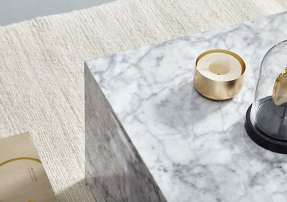 salontafel 100x30x50 cm MDF hoogglans met marmerlook wit | Design salontafel rechthoekig | Lounge bijzettafel Kubus tafel