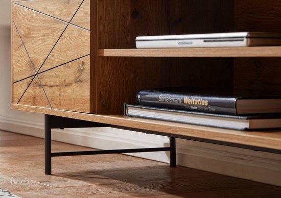 lowboard hout eiken decor 160x45x40 cm TV-dressoir met 2 deuren | Design TV meubel hoog | TV meubel TV meubel modern | TV dressoir woonkamer