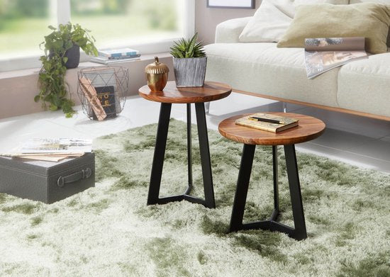 Massief houten tafel -Tio -lage tafel - Bijzettafel - Industrieel