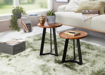 Massief houten tafel -Tio -lage tafel - Bijzettafel - Industrieel