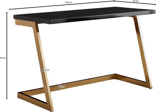 Industrieel Bureau- Mat zwart - Goud