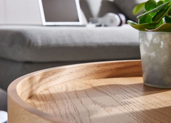 coffee table 61x61x40 cm coffee table wood / metal living room table oak | Design room table modern round | Wooden table coffee table | Table living room
