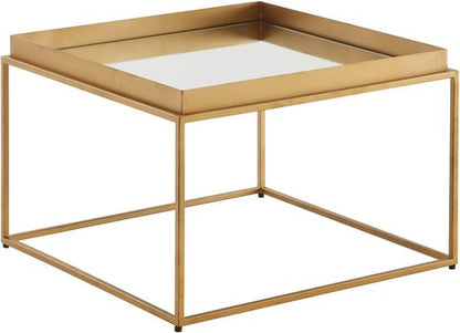 Coffee Table Glass and Metal 60x60x41 cm Coffee Table Gold | Table Living Room Square Mirrored | Living Room Table Modern | Small Side Table Mirrored Glass