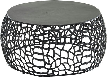 Coffee Table Aluminium 66x66x30 cm Coffee Table Metal Black | Round Living Room Table | Modern Living Room Table | Small Side Table
