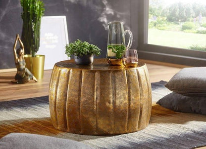 coffee table JAMAL 60x36x60 cm aluminum gold side table oriental round | Flat coffee table metal | Design coffee table modern | Lounge table small table