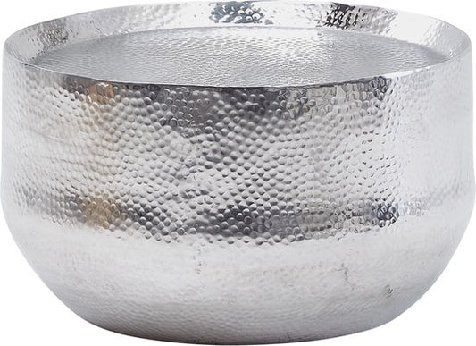 salontafel aluminium zilver 60x60x35 cm salontafel gehamerd | Design salontafel rond aluminium oosters | Ronde metalen salontafel klein