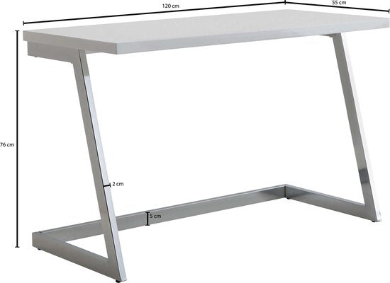 Luxa Luxueus bureau - Luxe Werkplek -Make-up tafel - Wit- Zilveren onderstel