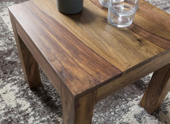 salontafel massief hout sheesham 45 cm breed salontafel design donkerbruin landelijke stijl bijzettafel natuurproduct woonkamermeubels uniek modern massief houten meubelen echt hout rechthoekig
