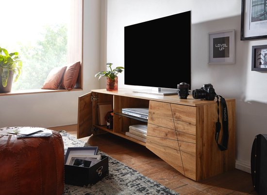 Lowboard hout eiken decor 160x50x40 cm TV-dressoir met 2 deuren -Design TV meubel hoog - TV meubel TV meubel modern - TV dressoir woonkamer