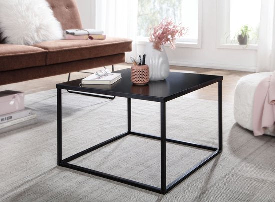 Coffee table Metal 60x60x40 cm Square Coffee Table Black | Living Room Table Industrial | Small Side Table Living Room Table