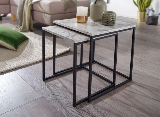 Sky Style Marmerlook Black Bijzettafel Set