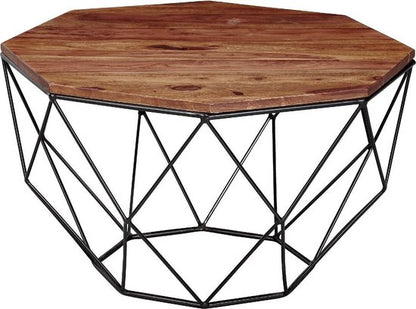 coffee table sheesham solid wood / metal 66 x 40 x 66 cm | Living room table solid brown | Coffee table Modern wooden table | Table living room industrial