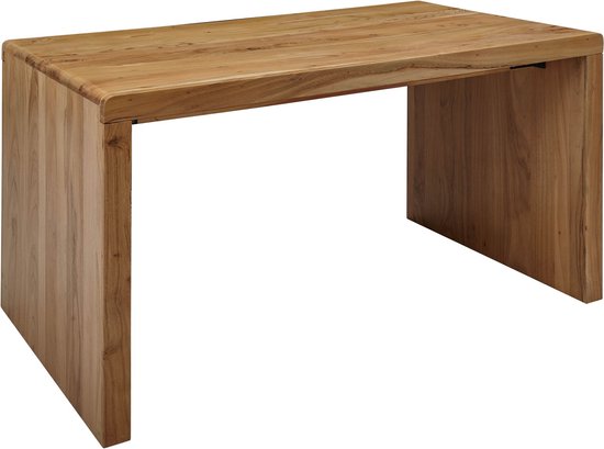 computertafel DIANA oprolbaar Beech 90 x 71 x 50 cm met toetsenbordplateau | Laptop tafel op wieltjes | Pc-tafel met ruimtebesparende printer tray | Bureau voor kleine ruimtes