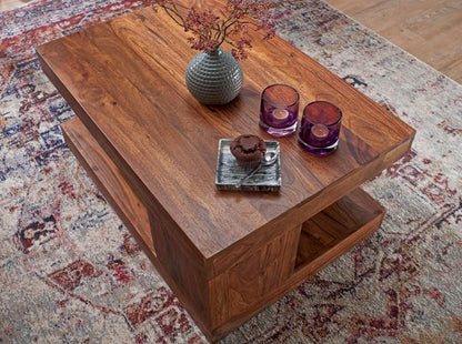 coffee table MUMBAI Sheesham solid wood 90 x 60 x 40 cm | Coffee table design dark brown | Country house style side table natural product | Living room furniture unique modern | Solid wood furniture, real wood, rectangular