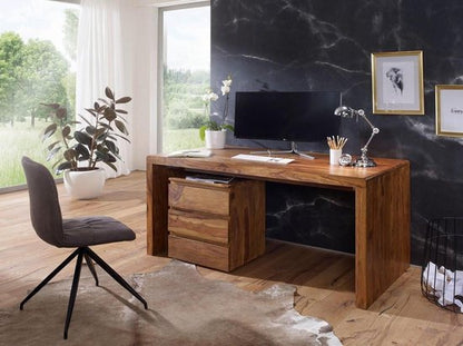 bureau BOHA massief hout Sheesham computer tafel 180 cm breed echt hout ontwerp archief kantoor tafel landelijke stijl