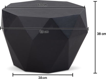 Salontafel 65x65x38 cm mango massief hout zwarte salontafel achthoekig | Design woonkamertafel, salontafel, massief ruitvorm Klein tafeltje bijzettafel woonkamer modern