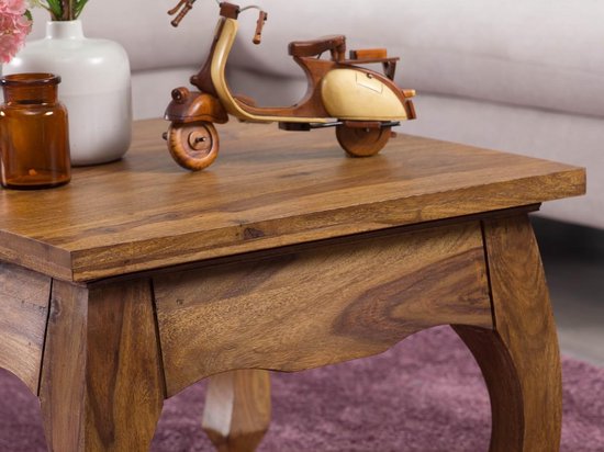 salontafel massief hout Sheesham 60 cm breed salontafel design donkerbruin landelijke stijl bijzettafel