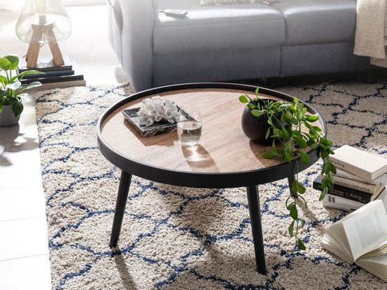 round coffee table 76x76x40 cm black brown modern coffee table | Round coffee table | Large coffee table | Coffee table lounge table
