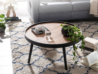 round coffee table 76x76x40 cm black brown modern coffee table | Round coffee table | Large coffee table | Coffee table lounge table