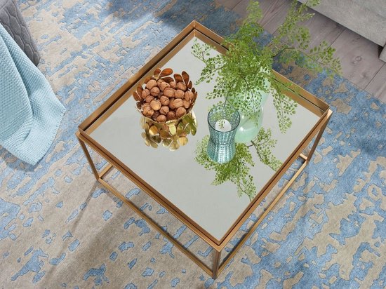 Coffee Table Glass and Metal 60x60x41 cm Coffee Table Gold | Table Living Room Square Mirrored | Living Room Table Modern | Small Side Table Mirrored Glass
