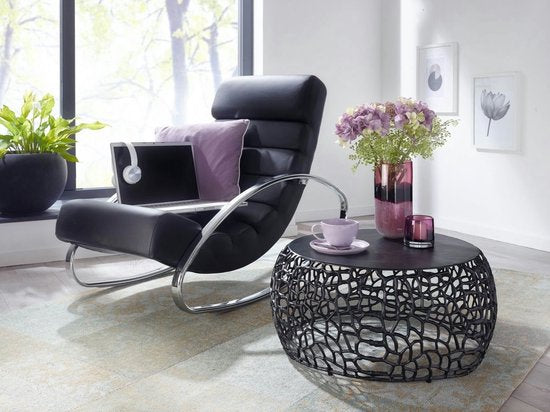 Coffee Table Aluminium 66x66x30 cm Coffee Table Metal Black | Round Living Room Table | Modern Living Room Table | Small Side Table
