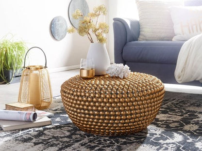 salontafel aluminium goud 60x60x30 cm salontafel metaal rond | Design salontafel aluminium oosters | Ronde salontafel klein