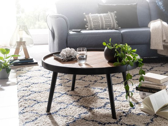 round coffee table 76x76x40 cm black brown modern coffee table | Round coffee table | Large coffee table | Coffee table lounge table