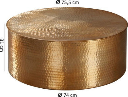 Side table RAHI 75x31x75 cm aluminium side table gold oriental round | Flat hammered coffee table metal Design Coffee Table Modern | Coffee Table Indian Stubentisch Small