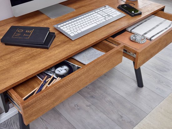 Luxa Luxueus bureau - ingebouwde speaker + bluetooth  - Werkplek -Make-up tafel - Zwart en hout