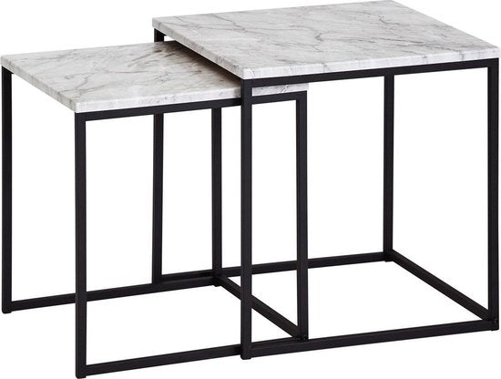 Sky Style Marmerlook Black Bijzettafel Set