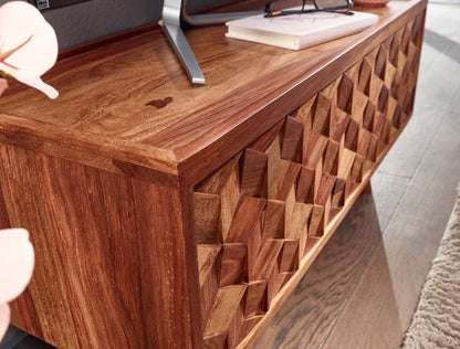 HiFi Lowboard Massief Sheesham-Hout TV-Dressoir 92x44x35 cm met Vouwdeur | TV-Meubel Hoog | TV-Tafel TV-Bord Woonkamer Modern