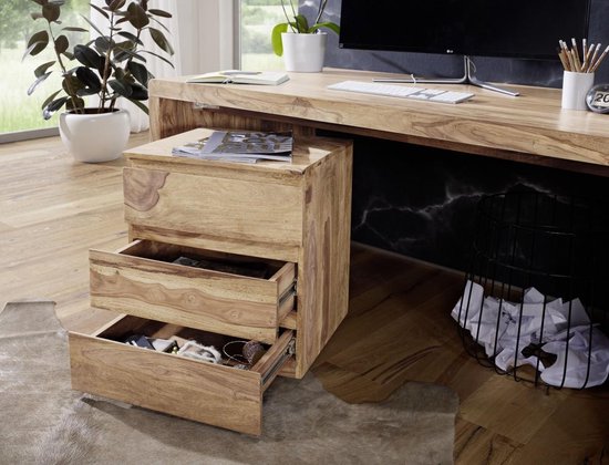 BOHA massief houten acacia-computertafel 140 cm breed echt houten design archief kantoor tafel landelijke stijl